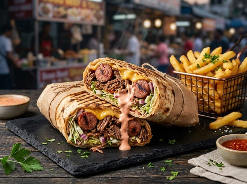 Double Sausage Jumbo Beef Shawarma