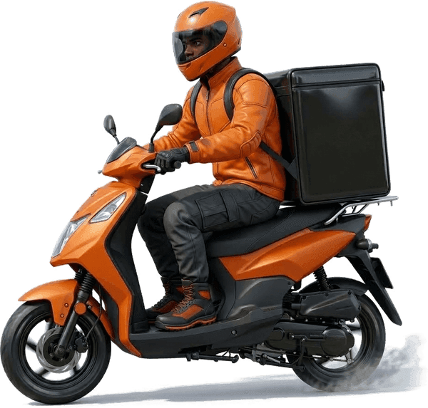 3D Delivery rider on electric scooter