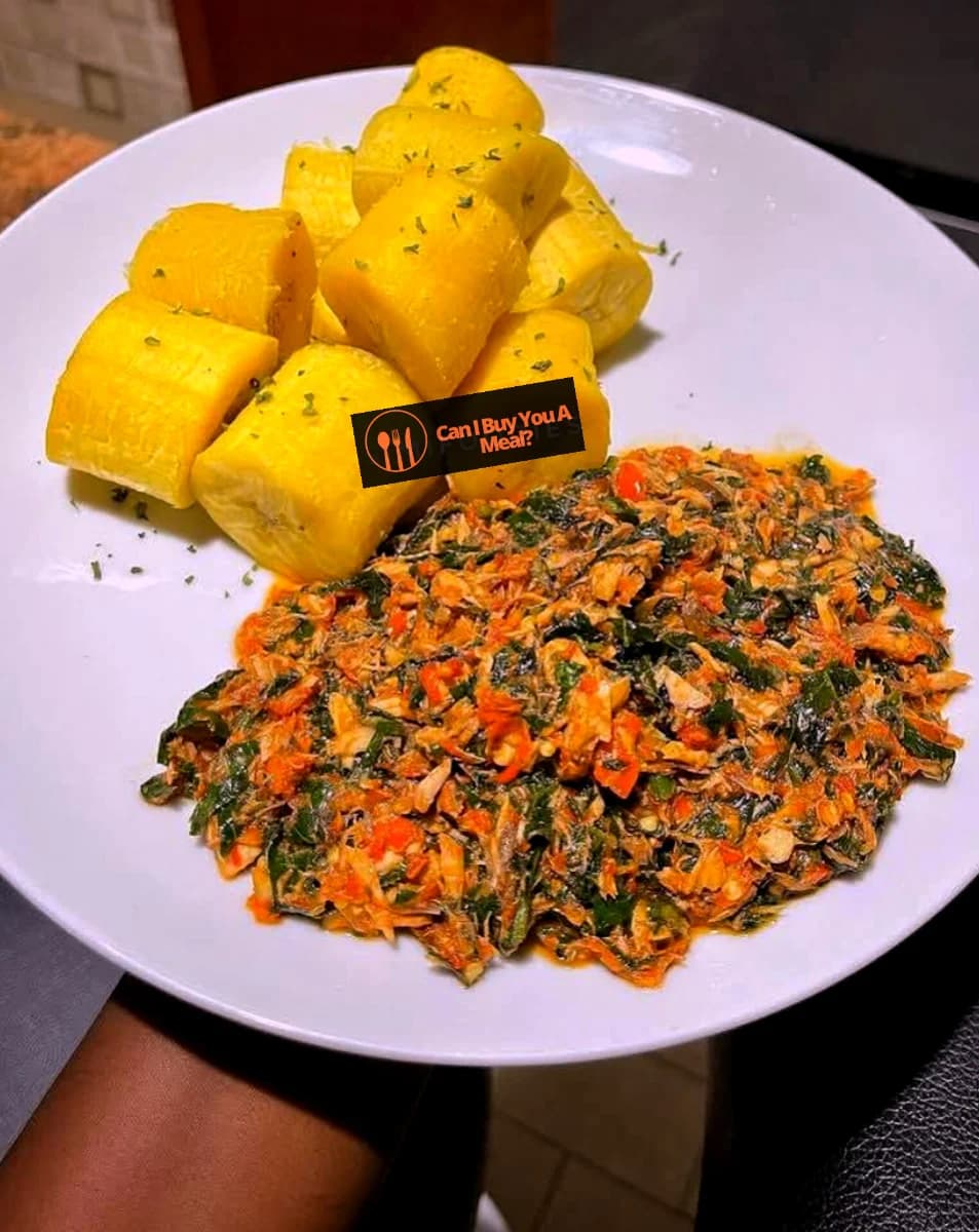 Boiled Plantains and sauce