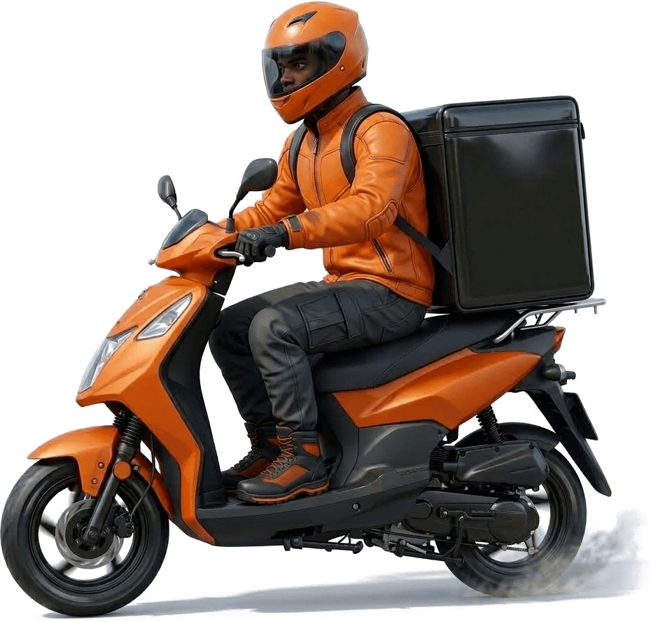 3D Delivery courier on electric scooter